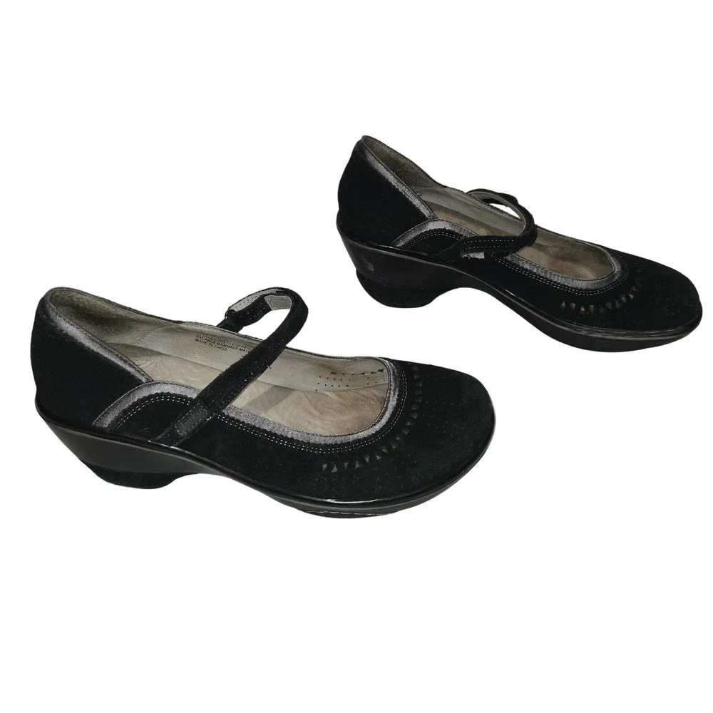 Jambu Lido Mary Jane Sport Wedge Shoes Womens 9.5 Black Suede Comfort Walking